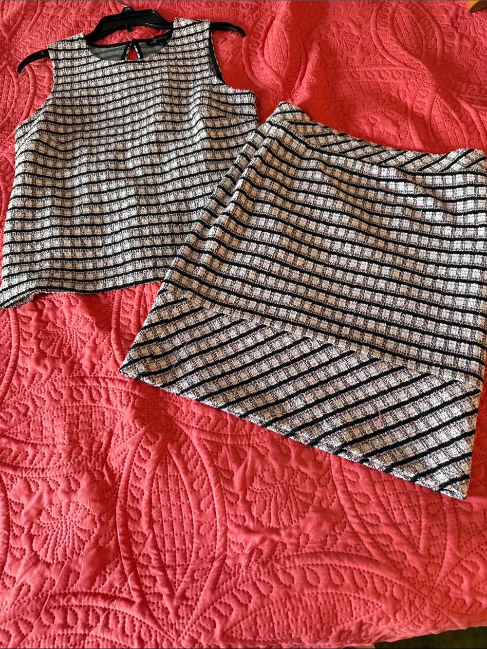 Banana Republic Black, White and Pink Tweed Two-Piece Set